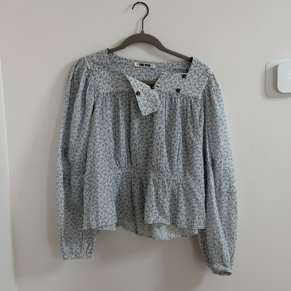 Ciao Lucia Light Blue Floral Blouse